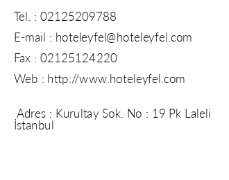 Hotel Eyfel iletiim bilgileri
